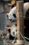 Panda mother and cub at Chengdu Panda Reserve Chengdu Research Base of Giant Panda Breeding in Sichuan, China.