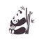 Panda mother hugging baby panda, love between mom and her child, caring and nursery concept