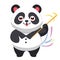 Panda playing the flute. Cute cartoon vector illustration. generative AI