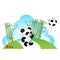 Panda playing soccer