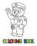 Panda policeman coloring book. Animal Alphabet P