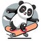 Panda rides a skateboard. Vector illustration in cartoon style. Generative AI