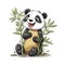 Panda in Serene Harmony Bamboo Haven Playful Sublimation Watercolor Clipart