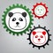 Panda sign illustration. Vector. Three connected gears with icon