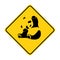 Panda silhouette animal traffic sign yellow vector