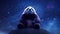 panda sitting under a starry night sky. dark blues and purples for the sky, the panda with a subtle, dream-like effect