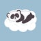 panda sleeping on a cloud icon. hand drawn doodle style. vector, minimalism. nursery animal, cute decor for kids room