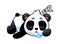 Panda sleeping. Cute asian adorable bear lying, china baby mascot, wildlife or zoo kawaii animal, simple icon or logo