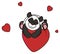 Panda is sleeping on a red heart