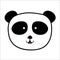 Panda sticker. Black and white. Vector