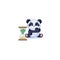 Panda sticker emoticon sits at hourglass