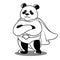 Panda superhero coloring vector illustration