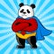 Panda superhero pop art vector illustration