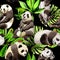 Panda wild animal pattern in a watercolor style.