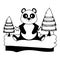 Panda wildlife cute animal cartoon in black and white