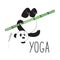 Panda yogi doing exercise on bamboo. Vector illustration of Panda in space style. Cool sticker for cover, poster, diary, notebook,
