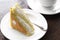 pandan coconut cake on white plate