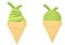 Pandan ice cream illustration on white background