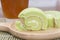 Pandan roll cake and jasmine tea