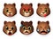 Pandas emoticon face vector set. Emoji of pandas bear animal character faces with angry, scared, crying, surprise.