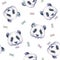 Pandas on white background. Seamless pattern. Watercolor drawing. Children\'s illustration. Handwork