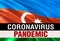 PANDEMIC of coronavirus COVID-2019 on Azerbaijan country flag background. 3D rendering of coronavirus bacteria. Azerbaijan flag