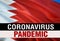 PANDEMIC of coronavirus COVID-2019 on Bahrain country flag background. 3D rendering of coronavirus bacteria. Bahrain flag