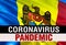 PANDEMIC of coronavirus COVID-2019 on Moldova country flag background. 3D rendering of coronavirus bacteria. Moldova flag