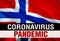 PANDEMIC of coronavirus COVID-2019 on Norwegian country flag background. 3D rendering of coronavirus bacteria. Norwegian flag