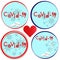 Pandemic coronavirus epidemic COVID-19. Medical pattern isolated set of round petri dish symbol icons logos with virus molecules