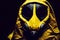 Pandemic defender. Wrapped in the yellow safety suit. Isolation warrior. The yellow hazmat ensemble. AI-generated