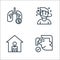 Pandemic line icons. linear set. quality vector line set such as check, stay at home, patient