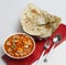 Paneer butter masala curry with Butter naan Indian Breads