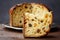 Panettone Italian Christmas cake, sliced