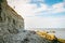 Panga cliff in Saaremaa, Estonia during sunny day. The highest bedrock outcrop in western Estonia on coast of the Baltic sea