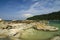 Pangkor Island located in Perak State, Malaysia under bright sunny day and cloudy sky