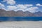 Pangong lake , the highest salt water lake