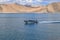 PANGONG LAKE, LEH, INDIA-JULY 6th 2016: Border security force patrol boat comes back after survey of line of actual control or