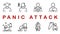 Panic attack symptoms rectangular banner with flat line icon. Vector illustration psychological illness characterized by