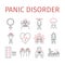 Panic disorder line icon infographic. Vector illustration