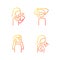 Panic disorder symptoms gradient linear vector icons set