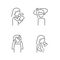 Panic disorder symptoms linear icons set