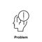 Panic, exclamation, head icon. Element of creative thinkin icon witn name. Thin line icon for website design and development, app