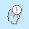 Panic, exclamation, head sticker icon. Simple thin line, outline vector of Creative thinking icons for ui and ux, website or