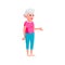 panic old woman lost in town and asking way cartoon vector