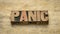 Panic word abstract in wood type