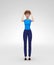 Panicky, Restless and Discouraged Jenny - 3D Cartoon Female Character Model - Scared, Puzzled by Problem, Lost with No Way Out