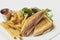 Panini with Ham French Fries and Salad