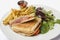 Panini with Ham Melted Cheese French Fries and Salad