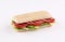 Panini sandwich salami with cheese and salad on white background